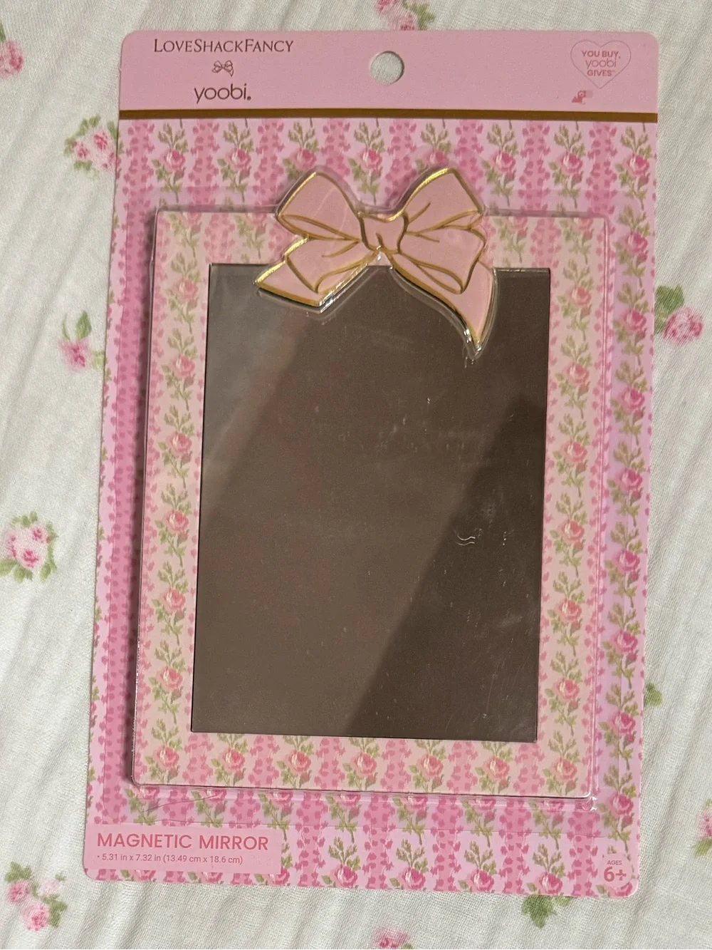NWT LoveShackFancy x Target Pink Floral Magnetic Locker Mirror & Dry Erase Set